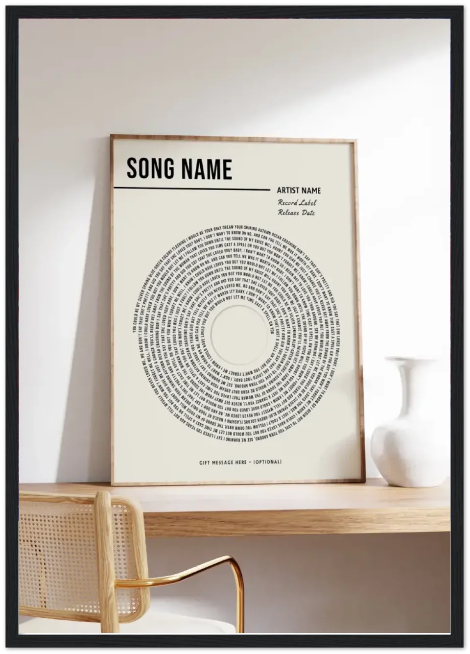 Cadre "Paroles de musique" | Cadeau Personnalisable